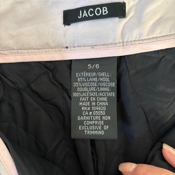 Jacob Size 5/6 Wool Pants Cropped Cuff Business Chic Officewear Teacher Black - Picture 11 of 11